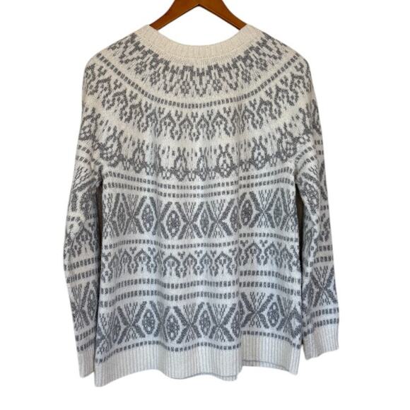 Not For Sale J.Jill Fair Isle Sweater Women Medium White Winter Cozy Cotton - Picture 6 of 8
